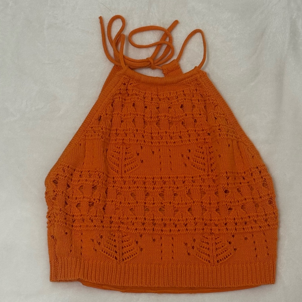 Say What? Orange Ribbed Crop Tank Top